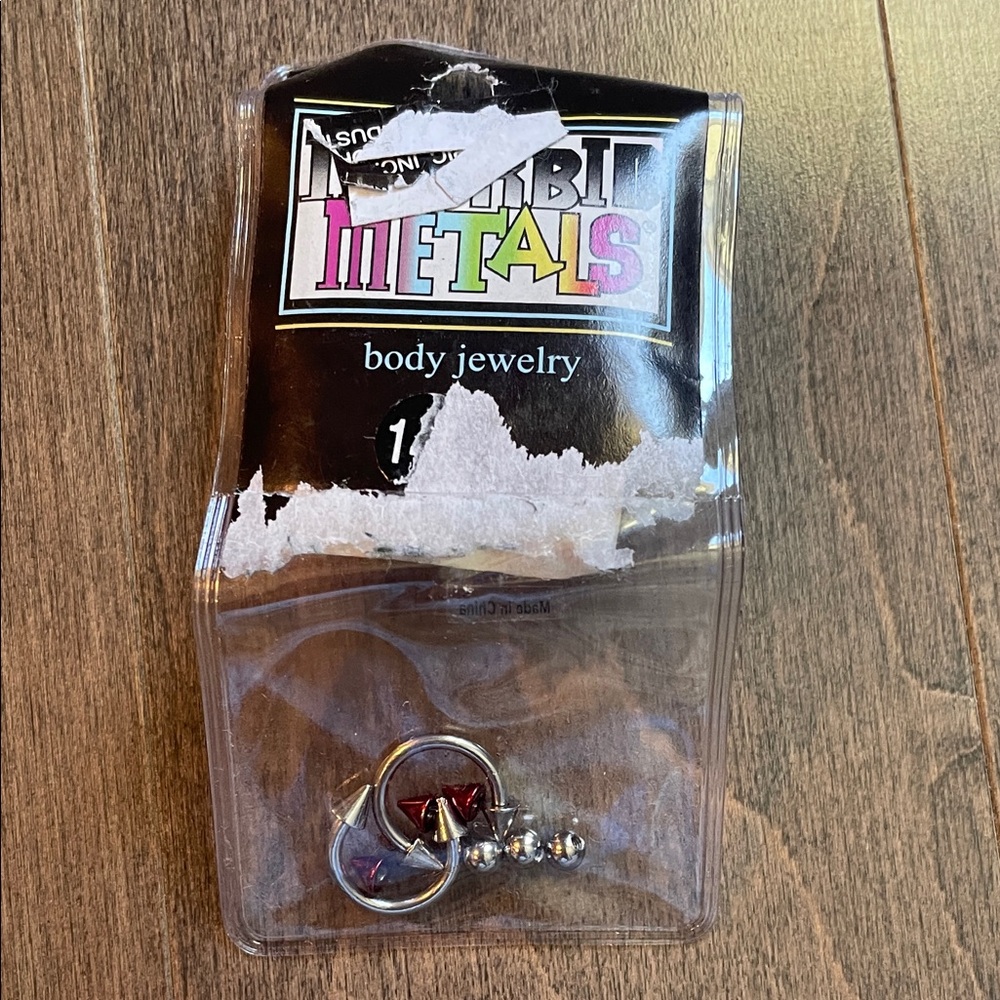 Morbid Metals Body Jewelry with Red and Silver Accents. 14G gauge
